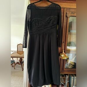 Burberry Elegant Black Long Sheer Sleeve Silk Dress Nwt Sz 10